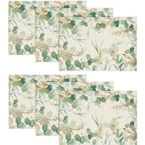 Tovagliette estive in eucalipto verde, decorazioni primaverili per cucina e casa, decorazioni per feste, 30 x 45 cm, set da 6