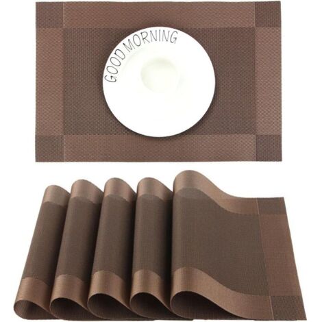 Tovagliette in PVC antiscivolo, lavabili, resistenti al calore, tovagliette rettangolari in vinile per ristoranti, cucine o sale da pranzo, 45 x 30 cm, set da 6