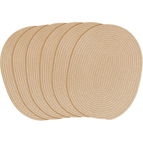 Tovagliette ovali in cotone intrecciato, beige - set da 6, in corda intrecciata resistente al calore - lavabili e antiscivolo, adatte per cucine e tavoli da pranzo, 30x40 cm.