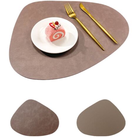 Tovagliette rotonde lavabili e reversibili, antiscivolo e resistenti al calore, per uso interno ed esterno (set da 4, marrone scuro)