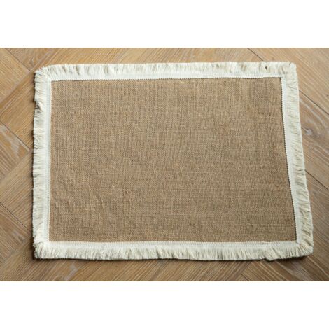 Tovagliette, tovagliette vintage in stile rustico con pompon, tovagliette rettangolari, tovagliette rettangolari termoisolanti, set di 4 tovagliette, tovagliette rustiche, resistenti al calore, tovagl