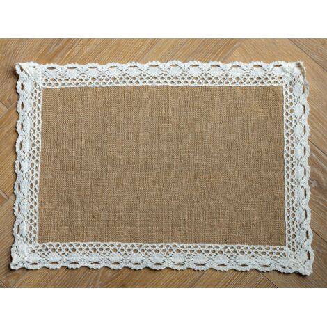 Tovagliette, tovagliette vintage in stile rustico con pompon, tovagliette rettangolari, tovagliette rettangolari termoisolanti, set di 4 tovagliette, tovagliette rustiche, resistenti al calore, tovagl