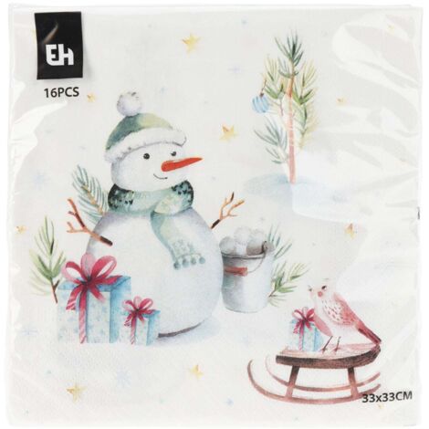 Tovaglioli natalizi decorazione per tavola di Natale, confezione 16 tovaglioli da 33 x 33 cm -Stile 3