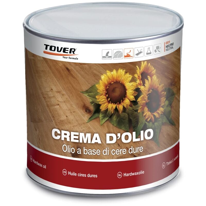 Image of Crema D'Olio, Olio a Base di Cere Dure per Parquet, Esalta, Nutre e Protegge l'Aspetto Naturale Del Legno, Neutro, Formato da 1L - Tover