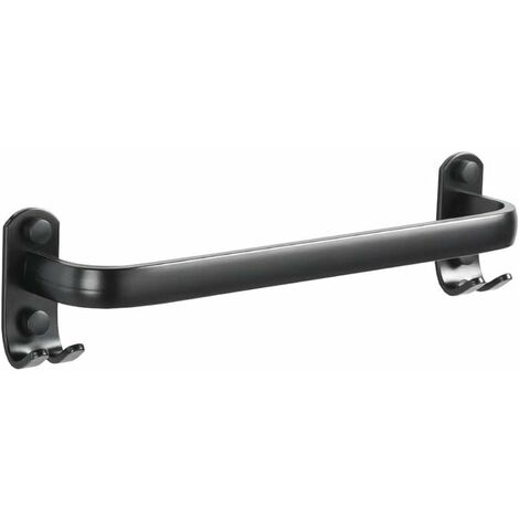 Towel Bar Bathroom Towel Holder Wall Mount Kitchen Dish Cloths Hanger with Hooks, 1 Bar, Black, 16 Inches