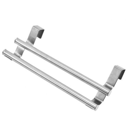 Towel Holder, Bathroom Towel Rack, Kitchen Towel Rack No Drilling, Extendable Over-the-Door Hanging Towel Rack for Bathroom, Stainless Steel, Silver