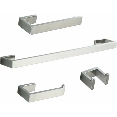 Towel Holder/Toilet Paper Holder/Towel Ring/Hook, Brushed Stainless Steel Bathroom Accessories 4 pieces