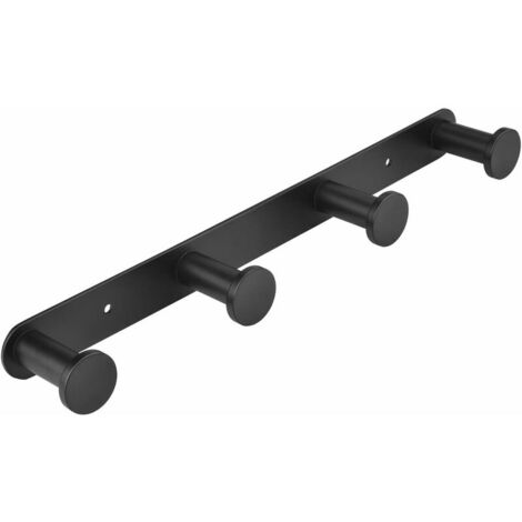 Towel Hook Towel Hooks Coat Wall Hook Towel Rack Stainless Steel Bathroom Wall Hook Bathroom and Kitchen Hooks (Wall Mounted, 4 Hooks Black)