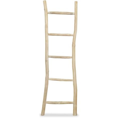 Towel Ladder with 5 Rungs Teak 45x150 cm Natural - Brown