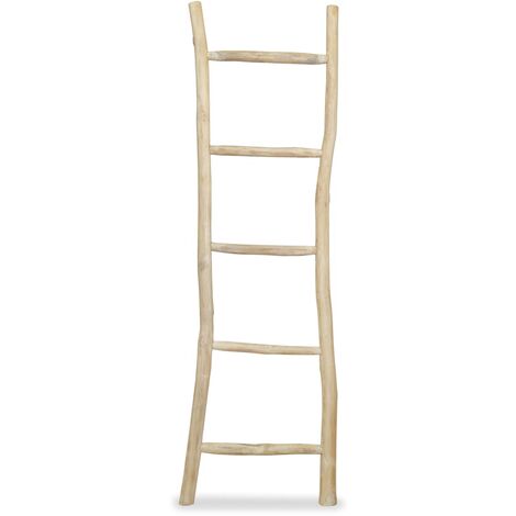 Towel Ladder with 5 Rungs Teak 45x150 cm Natural vidaXL