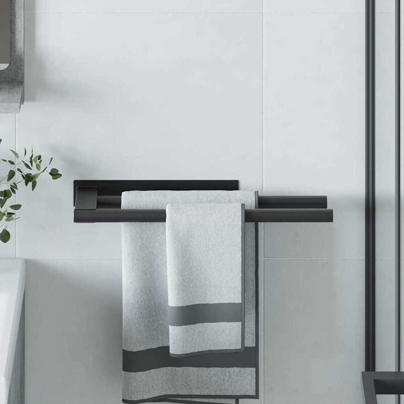 Towel Rack Black 40 X 9 X 4 Cm Stainless Steel Vidaxl