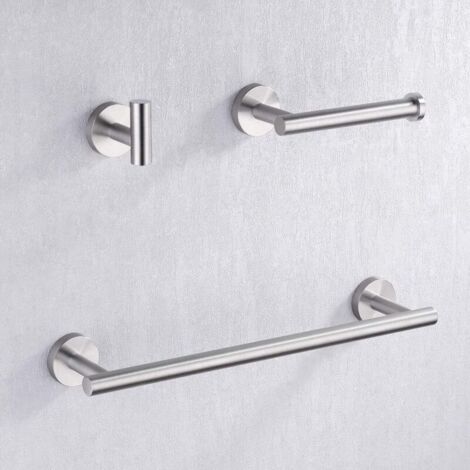 Towel Rail 40CM Toilet Paper Holder Hook Bathroom Hardware Set 3 Pieces Wall Mount SUS304 Stainless Steel Rustproof Brushed Finish, LA202DG-32