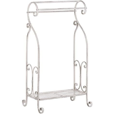 BELIANI Towel Stand White Old Looking Vintage Bathroom Rack Freestanding Linares