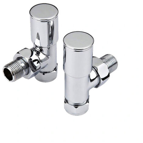 Towel warmer modern angled thermostatic radiator valve CP chrome, angled (pair)