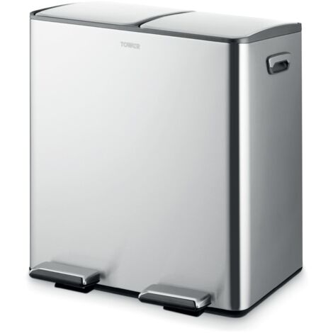 Tower 40L Recycling Pedal Bin, Stainless Steel T838022SS