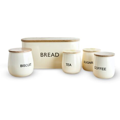 Tower 5 Piece Storage Set with Bread Bin, Biscuit Tin and 3 Storage Canisters, Airtight Lids T826212CHA