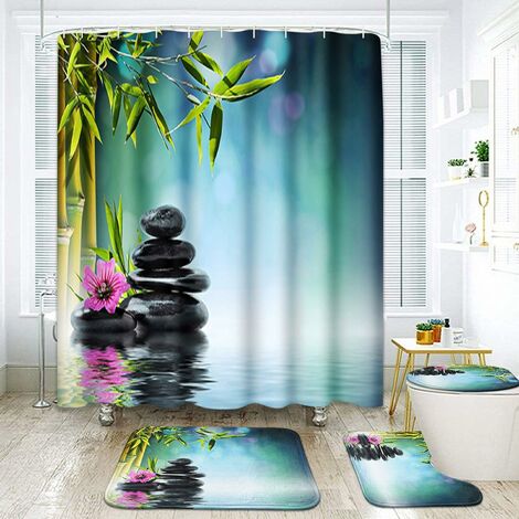  Purple Orchid Spa Bathroom Set with Shower Curtain and Rugs  Accessories, Bamboo Stone Shower Curtain Set, Stone Spa Shower Curtain for  Bathroom Bamboo Stone Bathroom Decor 4 Pcs : Home 