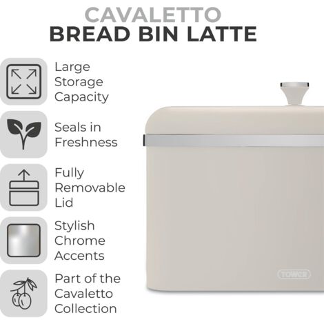 Tower Cavaletto Bread Bin with Removable Lid, Large Capacity, Durable T826130MSH