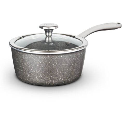 Tower Cerastone Pro 22cm Forged Aluminium Saucepan with Tempered Glass Lid, Non-Stick Coating, GraphiteT900217