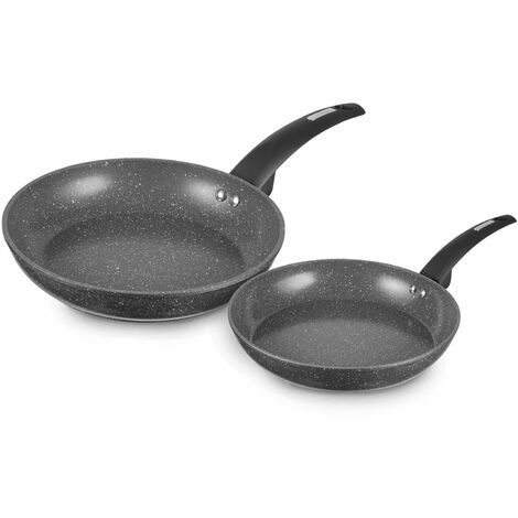 Tower Cerastone T81282X 2 Piece Forged Frying Pan Set with Non-Stick Coating and Soft Touch Handles, 20/28cm, Graphite