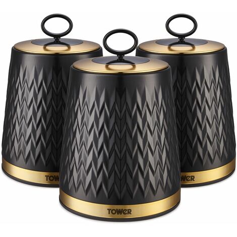 Tower Empire Set of 3 Canisters Black