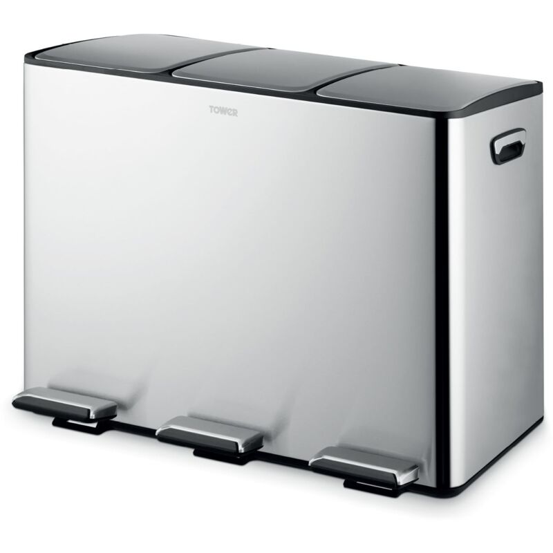 Tower Recycling Pedal Bin, Stainless Steel T838021SS