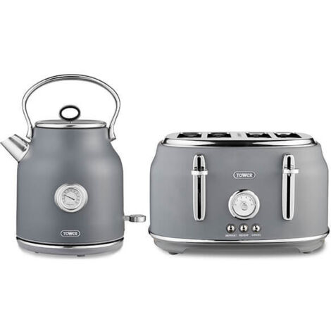 Tower Renaissance Kettle and 4 Slice Toaster Grey