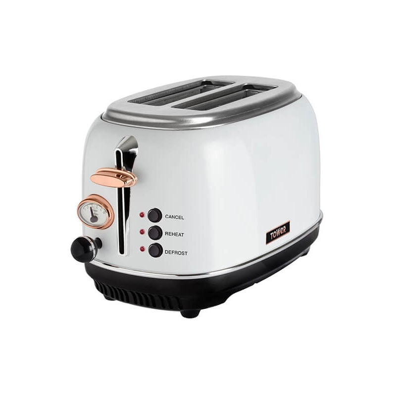 Bottega Stainless Steel 2 Slice Toaster White - Tower