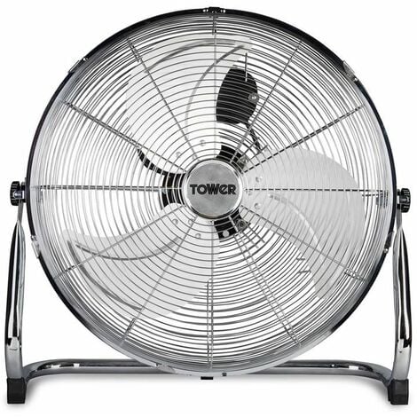Tower T662000 Metal High-Speed Velocity Floor Fan with Adjustable Tilt, 18, 100W, Chrome