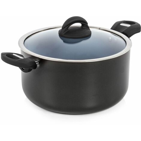 Tower T80304 Cerasure Induction Casserole Dish With Lid, Non Stick Ceramic Coating, Stay Cool Handles, Aluminium, 5.2 Litre Capacity, 24 cm , Grey