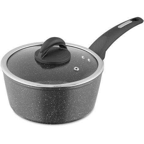Tower T81218 Cerastone Induction Saucepan, Non Stick Ceramic Coating, Easy to Clean, Dishwasher Safe, Graphite, 20 cm
