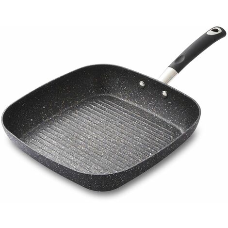Tower T900115 Precision 28cm Non-Stick Forged Aluminium Grill Pan Diamond Coating, Soft Grip Handle, Black