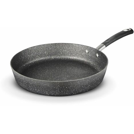 Tower T900211 Precision 32cm Stone Coated Frying Pan with Black Diamond PTFE Non-Stick Coating, Soft Grip Handle, Black