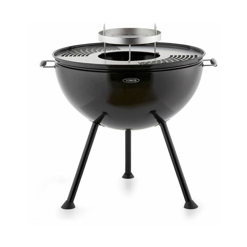 Image of T978512 Sphere Fire Pit and bbq Grill, Black - Tower
