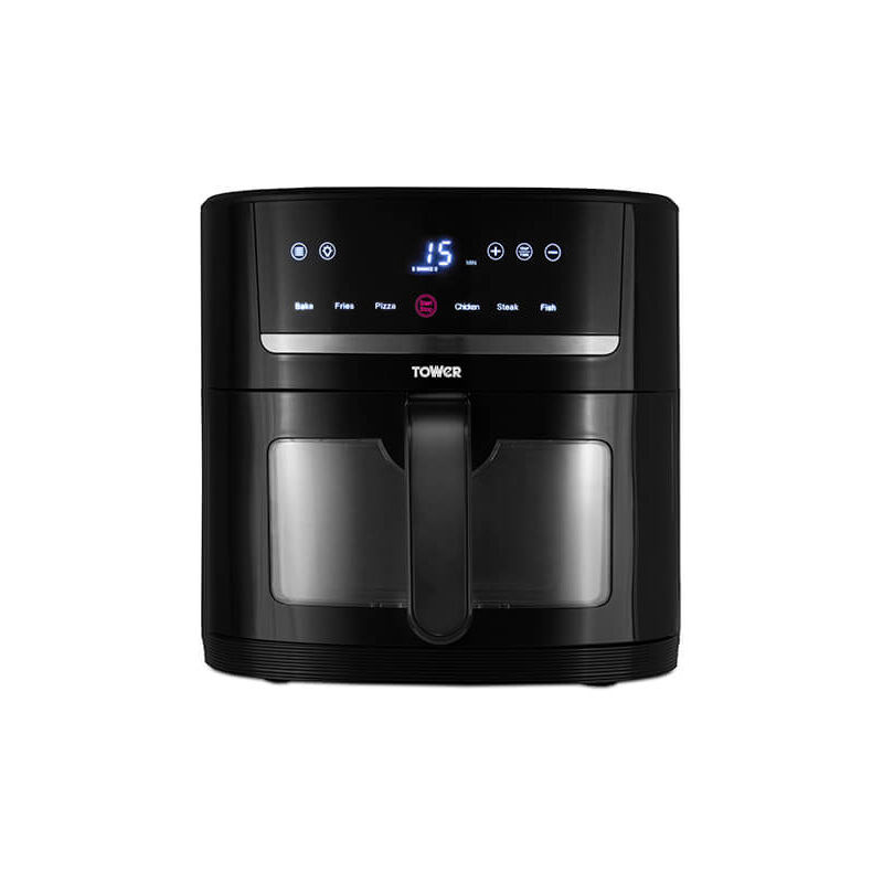 Vortx 6 Litre Digital Space Saver Window Air Fryer Black - Tower