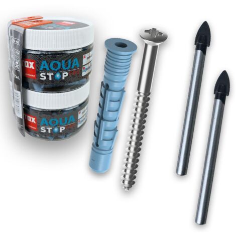 TOX Chevilles polyvalentes Aqua Stop Pro 62 pièces 6x38/8x50 mm + Vis en boîte ronde Cond. : 62