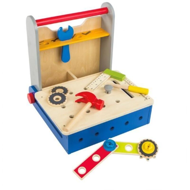 Toy - Folding Tool Box - 20 Pieces - Natural Wood - Child Safe