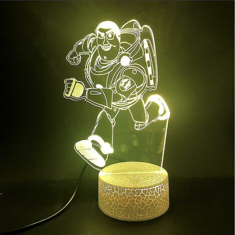 Toy Story 3d Led Night Light Buzz Lightyear Running Lampe de table colorée