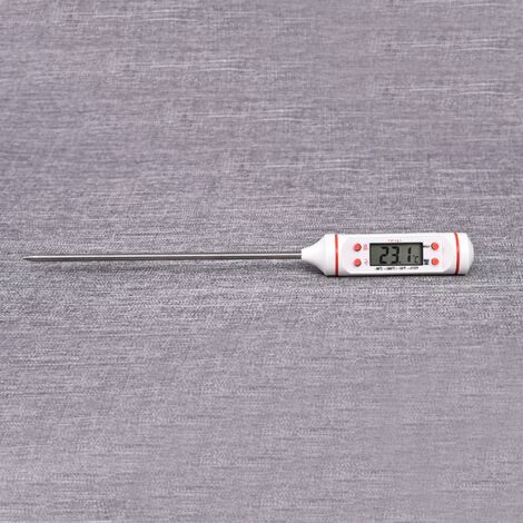 TP 101 Küchenthermometer, elektronisches Einstichthermometer für Grills, weiß, mit präziser Temperaturmessung für Milch, Suppe und Badewasser, Edelstahl, 23,5 cm