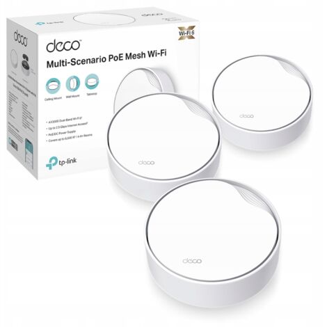 TP-Link DECO X50-PoE(3-PACK) Bi-bande (2,4 GHz / 5 GHz) Wi-Fi 6 (802.11ax) Blanc Interne