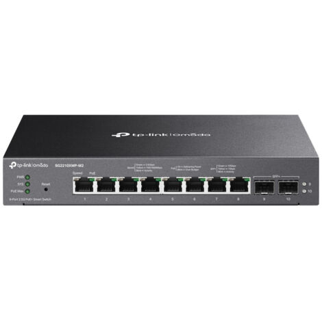 TP-Link Omada SG2210XMP-M2 switch di rete Gestito L2/L2+ 2.5G Ethernet (100/1000/2500) Supporto Power over Ethernet (PoE) Montaggio da desktop/parete Nero