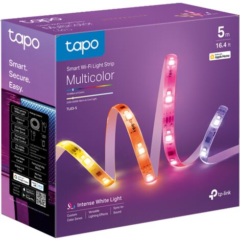 Tp-Link – Ruban LED 5m WiFi connecté TL635 – Lumière extra blanche multicolore – 50 sections adressables – Contrôle via application Tapo