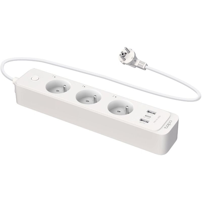 Tp-link - Tapo Multiprise Connectée WiFi, 3 prises indépendantes et 3 ports usb charge rapide (1 Type C+2 Type a), 10A Type f, compatible avec