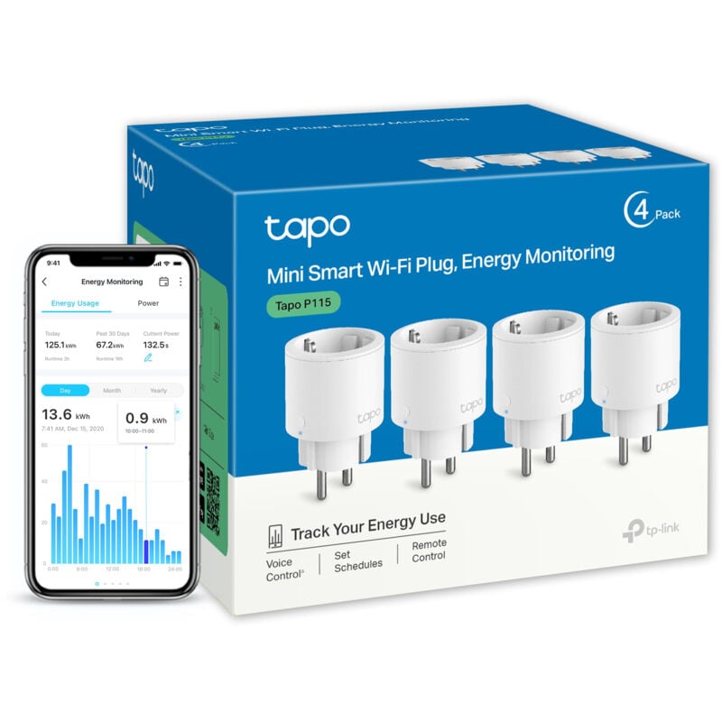 Tapo nano prise connectée wifi, suivi de consommation, 16A type f, compatible avec alexa/google home, contrôler le ventilateur,