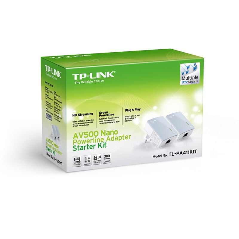 Tp-link - TL-PA411KIT AV500 Nano Powerline Adapter Starter Kit