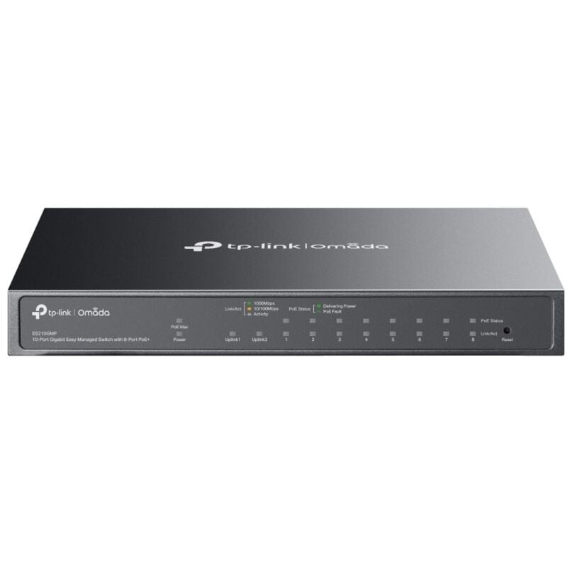 Commutateur réseau TP-Link Omada ES210GMP Gigabit Ethernet géré (10/100/1000) Power over Ethernet (PoE) Noir