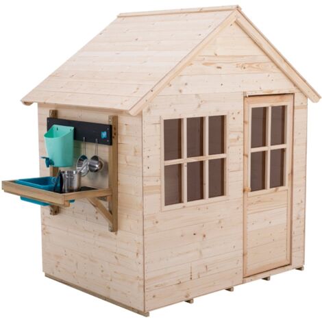 Tp Toys – Maisonnette cabane enfant refuge – Cuisine extérieure en bois FSC – Dimensions 147x90x146 cm – Pour 1 à 2 enfants jusqu'à 50 kg