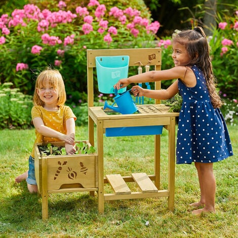 TP Toys Holz Kinderspielküche und Pflanzbeet "Grow Up" natur