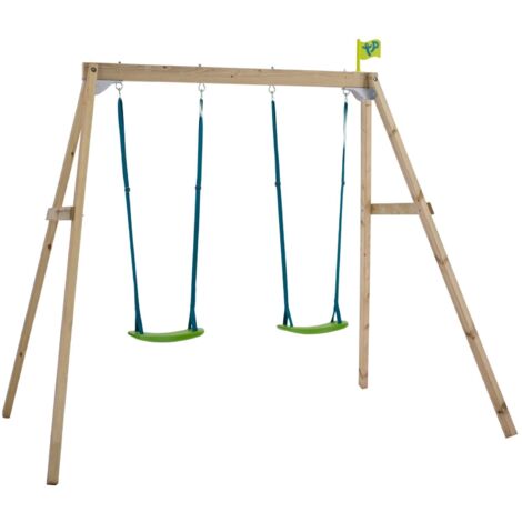 Tp Toys – Portique en bois traité autoclave 200 cm avec 2 balançoires – Kit d'ancrage inclus – Pour jardins de taille moyenne