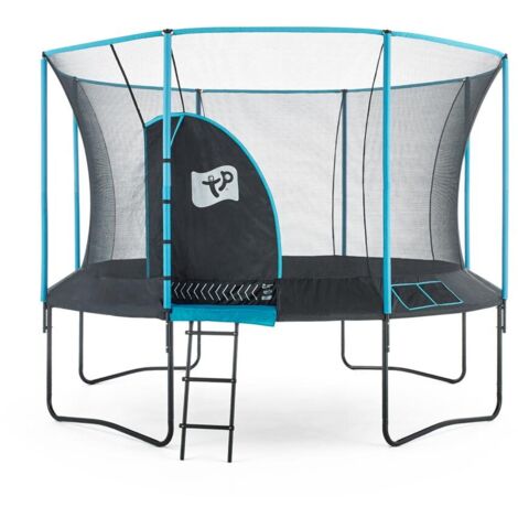 TP Toys Trampoline Genius 12 filet de sécurité inclus Noir/bleu 365x365x269 cm
